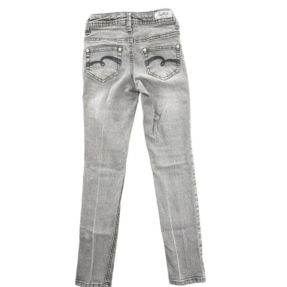 Justice Girls Gray Wash Denim Super Skinny Jeans Youth Size 8S